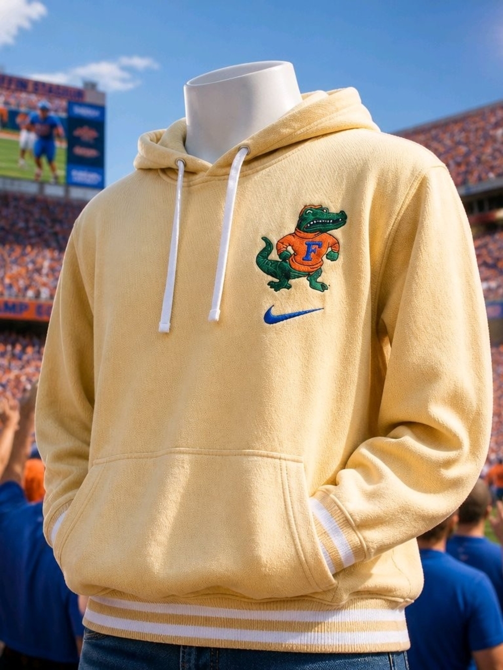 Nike Yellow Pullover Hoodie with Gator Patch